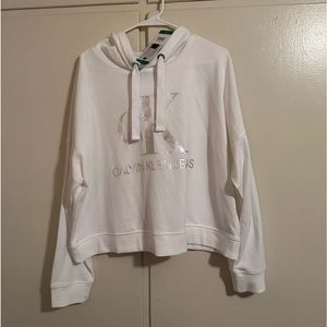 Calvin Klein lightweight hoodie silver shiny writing XL. 54W x 20L